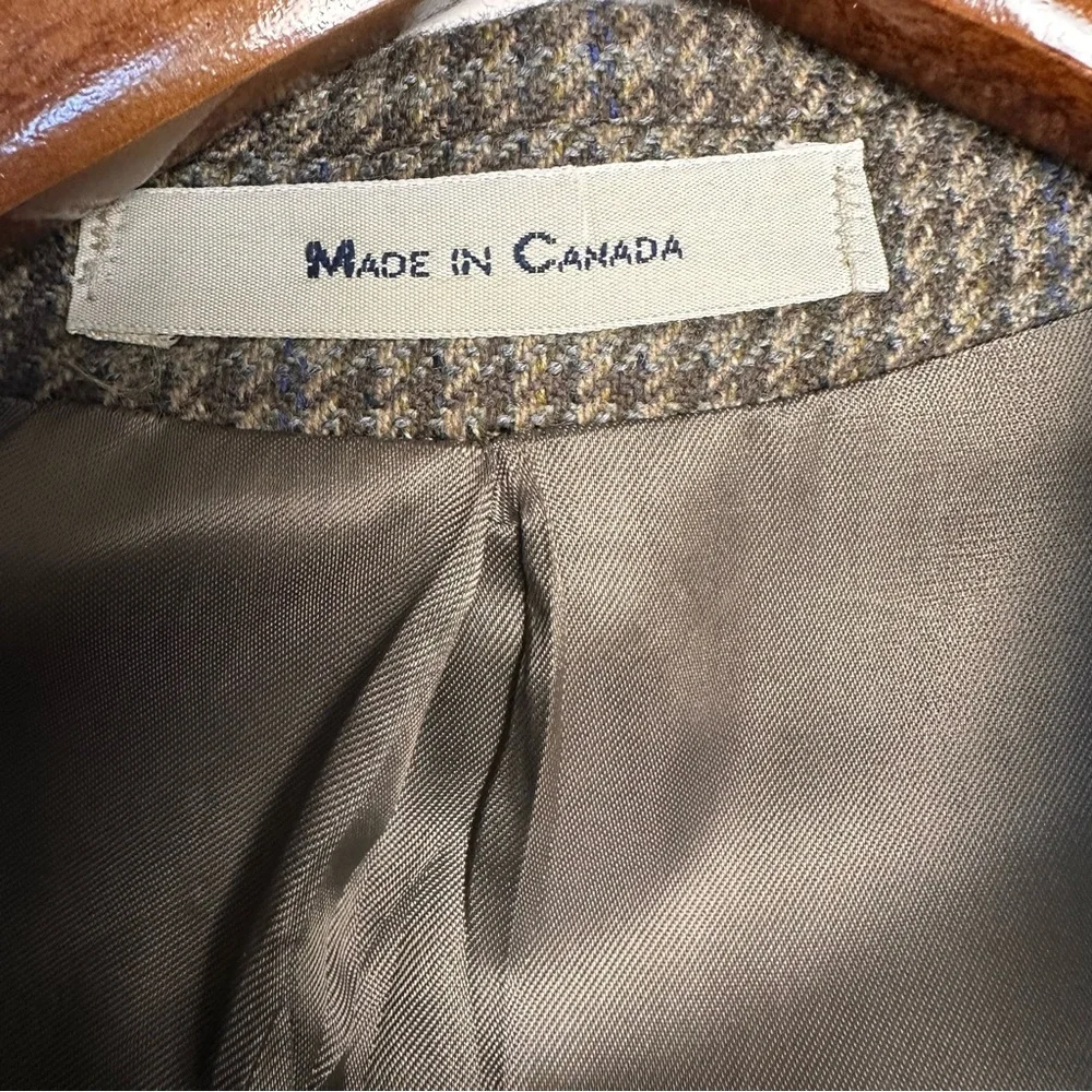 VTG Ralph Lauren Mens 42L Wool Houndstooth Sport Coat Brown Canada Blazer Jacket